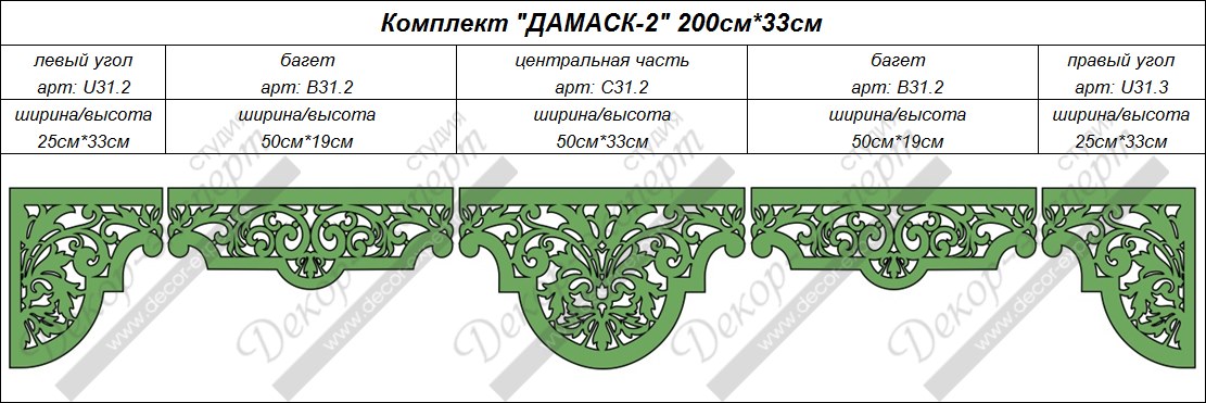 Ажурный ламбрекен "Дамаск-2". Размеры: 200см на 33см.