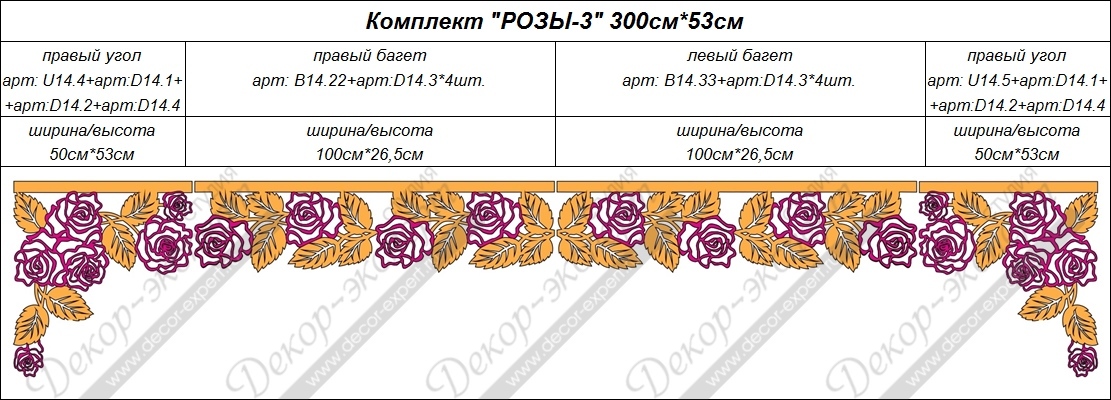 Двухцветный ажурный ламбрекен "Розы-3". Размеры: 300см на 53см.