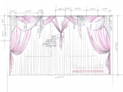Эскиз проекта штор для детской комнаты девочки.